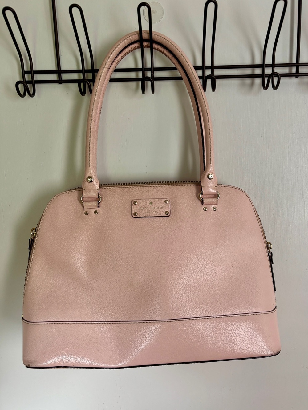 kate spade Pale Pink Leather Dome Satchel with Gold Hardware